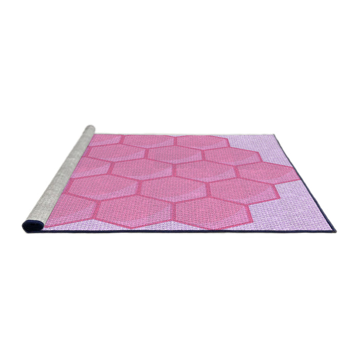 Sideview of Machine Washable Transitional Blossom Pink Rug, wshpat1729pur