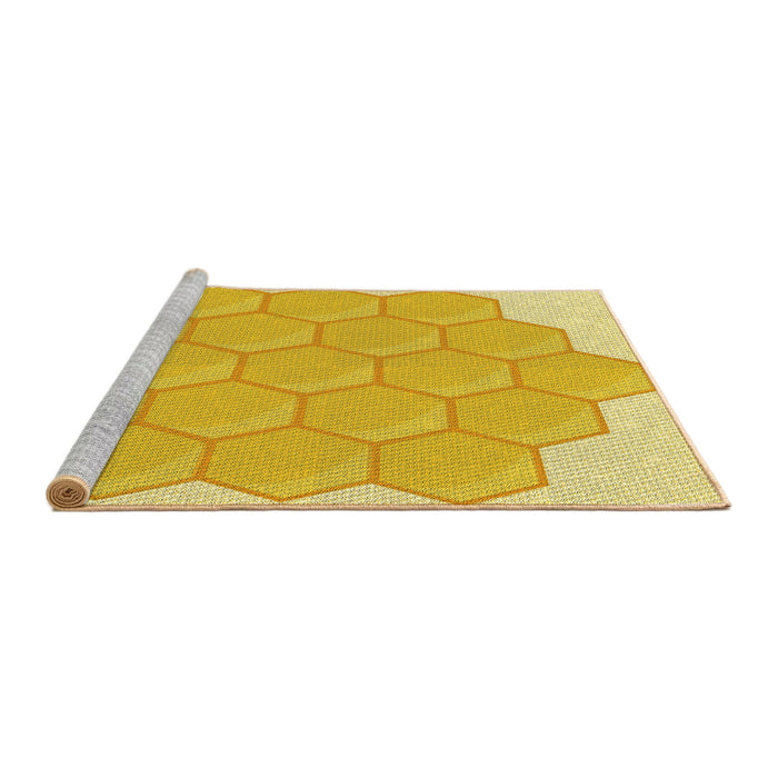 Sideview of Machine Washable Transitional Bold Yellow Rug, wshpat1729yw