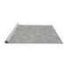 Sideview of Machine Washable Transitional Platinum Silver Gray Rug, wshpat173gry