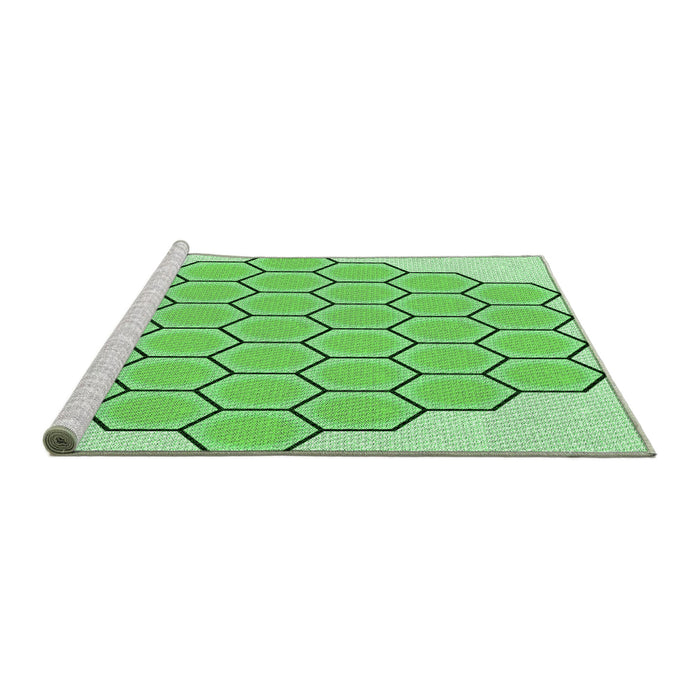 Sideview of Machine Washable Transitional Green Rug, wshpat1730grn