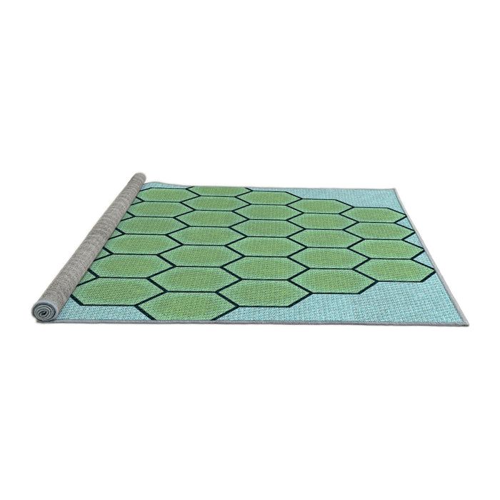 Sideview of Machine Washable Transitional Medium Sea Green Rug, wshpat1730lblu