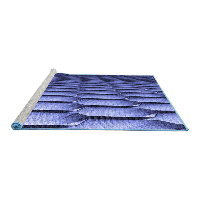 Sideview of Machine Washable Transitional Sky Blue Rug, wshpat1731blu