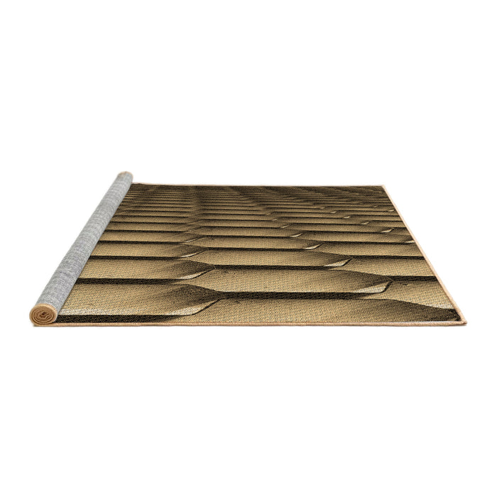 Sideview of Machine Washable Transitional Bronze Brown Rug, wshpat1731brn