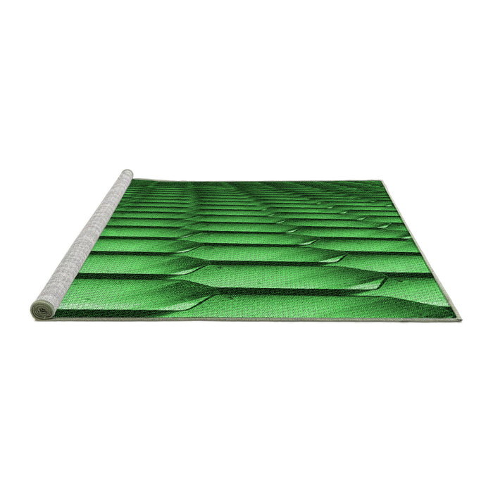 Sideview of Machine Washable Transitional Deep Emerald Green Rug, wshpat1731grn