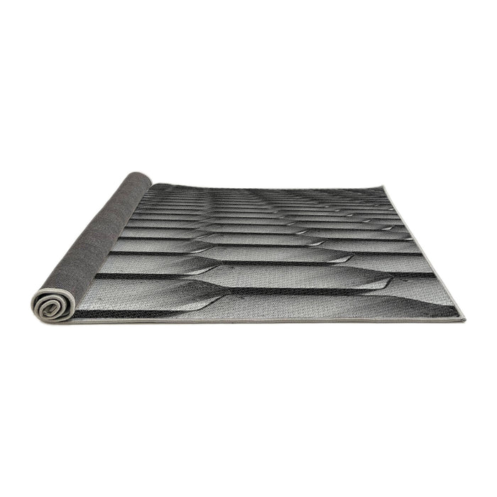Thickness of Patterned Dark Gray Black Rug, pat1731gry