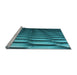 Sideview of Machine Washable Transitional Bright Turquoise Blue Rug, wshpat1731lblu