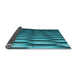 Thickness of Patterned Bright Turquoise Blue Rug, pat1731lblu