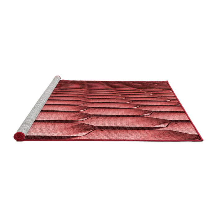 Sideview of Machine Washable Transitional Cranberry Red Rug, wshpat1731rd