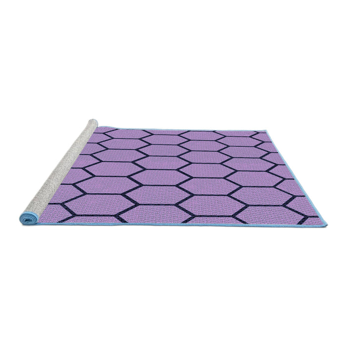 Sideview of Machine Washable Transitional Bright Lilac Purple Rug, wshpat1732blu