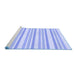 Sideview of Machine Washable Transitional Sky Blue Rug, wshpat1735blu