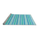 Sideview of Machine Washable Transitional Bright Turquoise Blue Rug, wshpat1735lblu