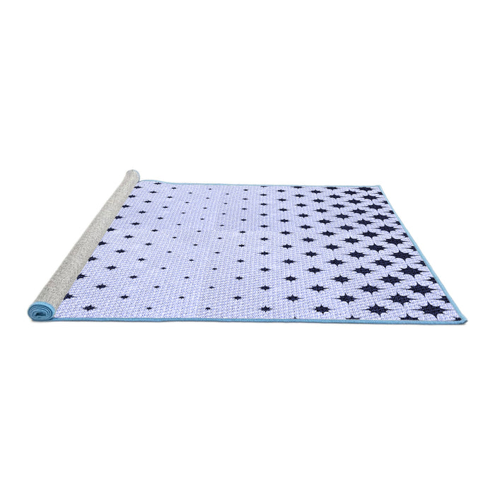 Sideview of Machine Washable Transitional Lavender Blue Rug, wshpat1736blu
