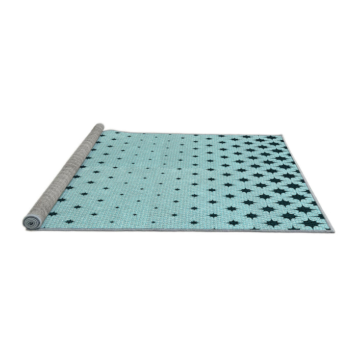 Sideview of Machine Washable Transitional Electric Blue Rug, wshpat1736lblu