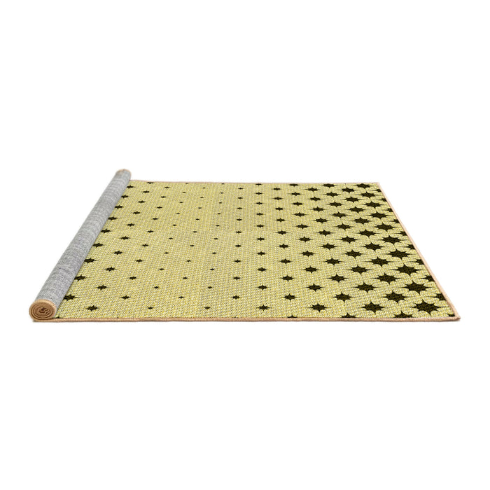 Sideview of Machine Washable Transitional Sun Yellow Rug, wshpat1736yw