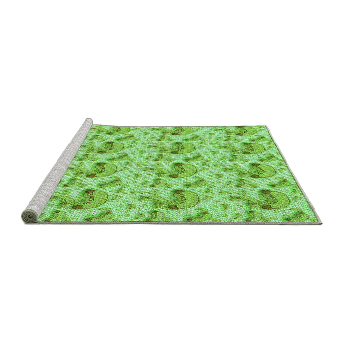 Sideview of Machine Washable Transitional Green Rug, wshpat1737grn