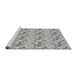 Sideview of Machine Washable Transitional Platinum Silver Gray Rug, wshpat1737gry