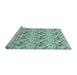 Sideview of Machine Washable Transitional Green Rug, wshpat1737lblu