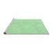 Sideview of Machine Washable Transitional Light Green Rug, wshpat1738grn