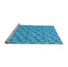 Sideview of Machine Washable Transitional Bright Turquoise Blue Rug, wshpat1739lblu