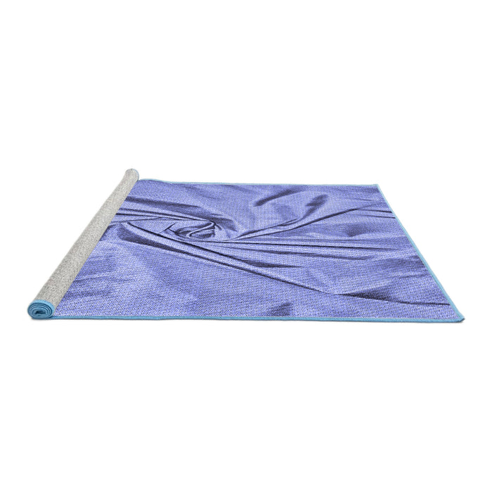 Sideview of Machine Washable Transitional Sky Blue Rug, wshpat174blu