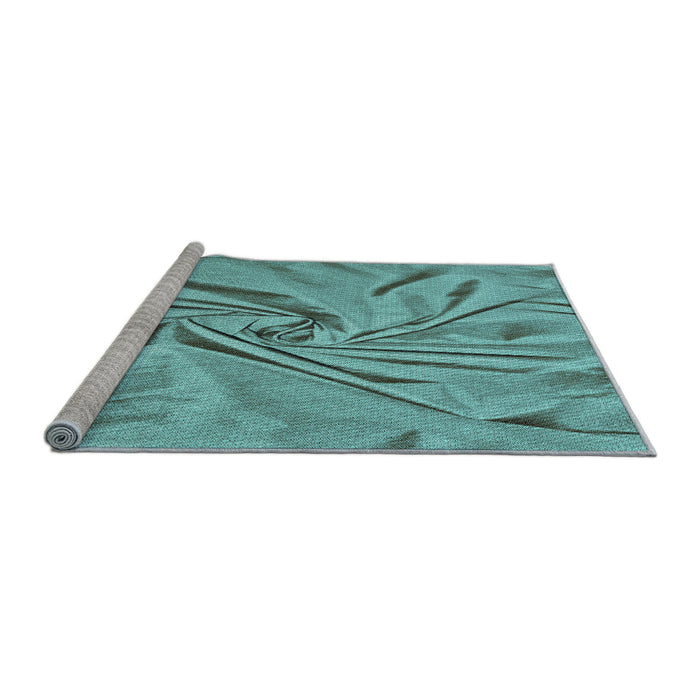Sideview of Machine Washable Transitional Aquamarine Stone Green Rug, wshpat174lblu