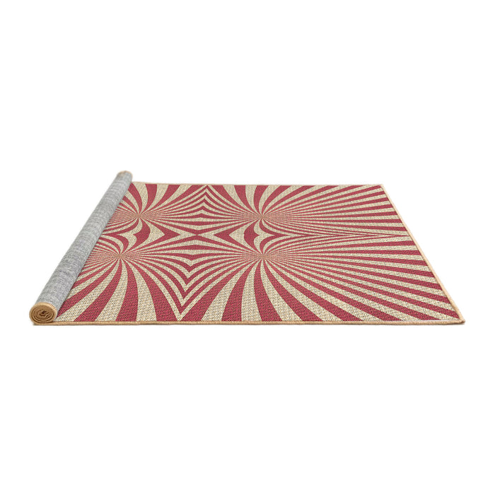 Sideview of Machine Washable Transitional Crimson Red Rug, wshpat1740brn