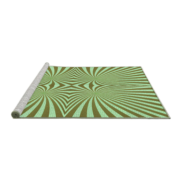 Sideview of Machine Washable Transitional Light Green Rug, wshpat1740grn
