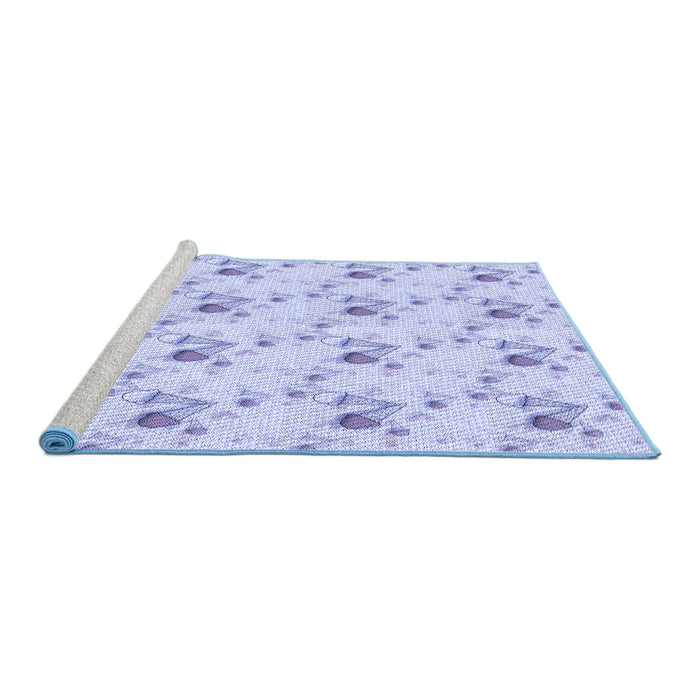 Sideview of Machine Washable Transitional Blue Rug, wshpat1741blu