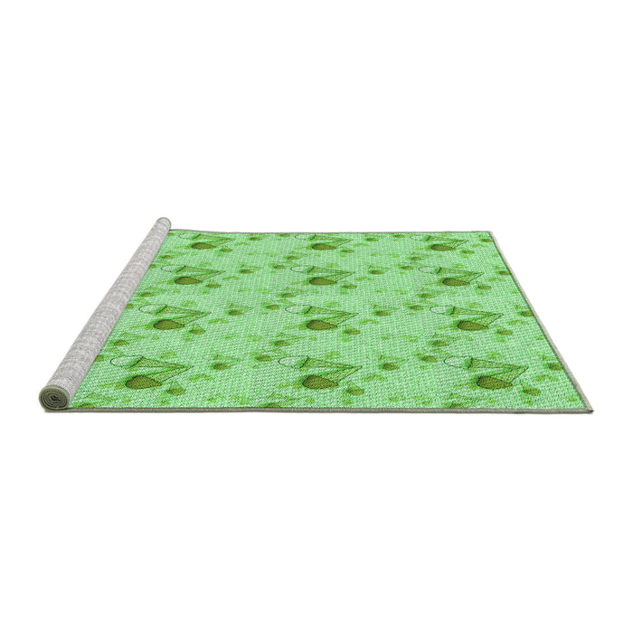 Sideview of Machine Washable Transitional Jade Green Rug, wshpat1741grn