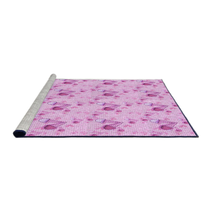 Sideview of Machine Washable Transitional Blossom Pink Rug, wshpat1741pur