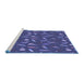 Sideview of Machine Washable Transitional Blue Rug, wshpat1742blu