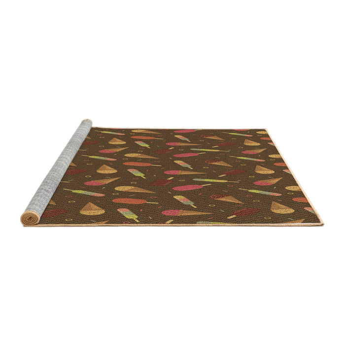 Sideview of Machine Washable Transitional Red Brown Rug, wshpat1742brn