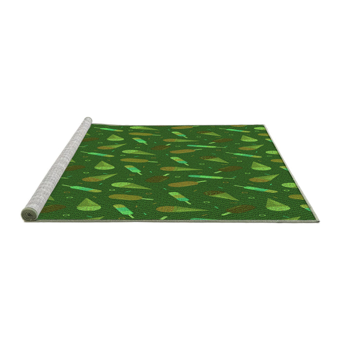 Sideview of Machine Washable Transitional Deep Emerald Green Rug, wshpat1742grn