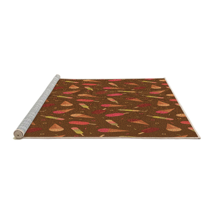 Sideview of Machine Washable Transitional Saffron Red Rug, wshpat1742org