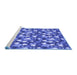 Sideview of Machine Washable Transitional Sky Blue Rug, wshpat1743blu