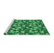 Sideview of Machine Washable Transitional Forest Green Rug, wshpat1743grn