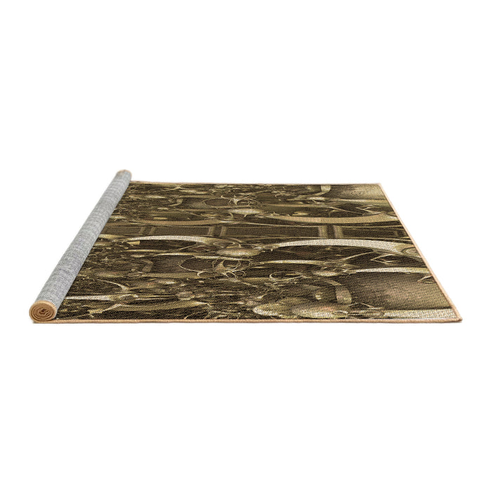 Sideview of Machine Washable Transitional Bronze Brown Rug, wshpat1744brn