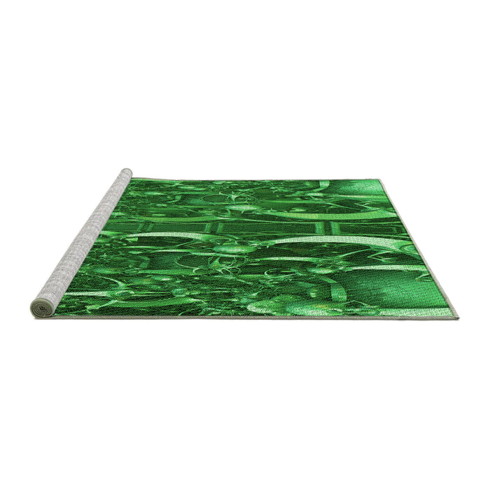 Sideview of Machine Washable Transitional Deep Emerald Green Rug, wshpat1744grn