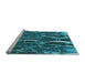 Sideview of Machine Washable Transitional Dark Turquoise Green Rug, wshpat1744lblu