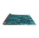 Thickness of Patterned Dark Turquoise Green Rug, pat1744lblu