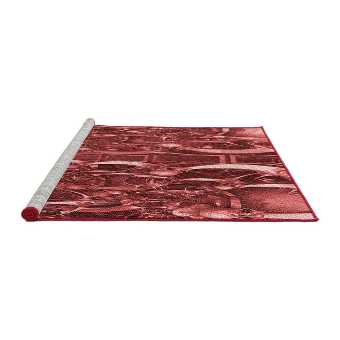 Sideview of Machine Washable Transitional Red Rug, wshpat1744rd