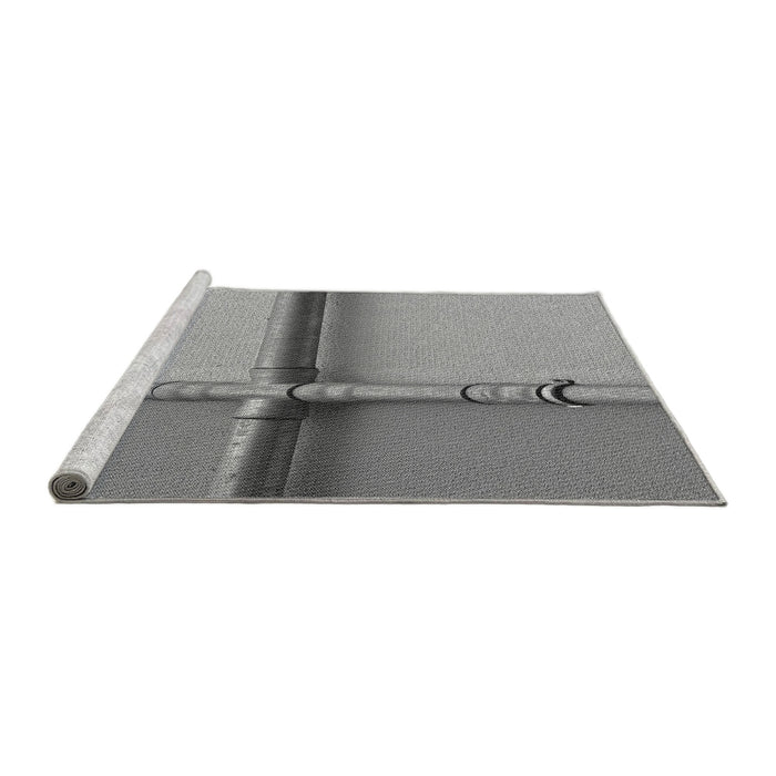 Sideview of Machine Washable Transitional Smokey Gray Rug, wshpat1745gry