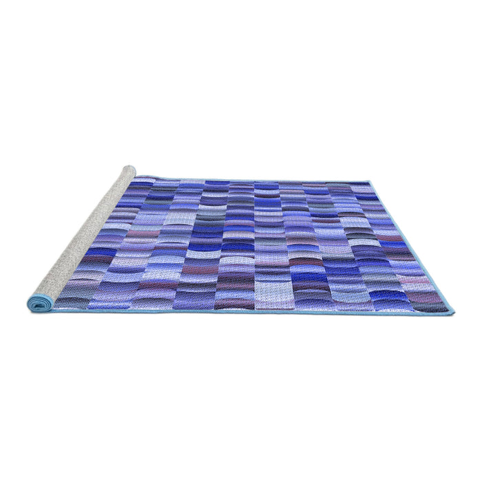 Sideview of Machine Washable Transitional Sky Blue Rug, wshpat1746blu