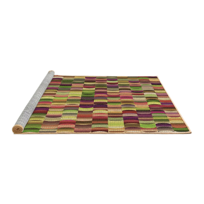Sideview of Machine Washable Transitional Brown Red Rug, wshpat1746brn