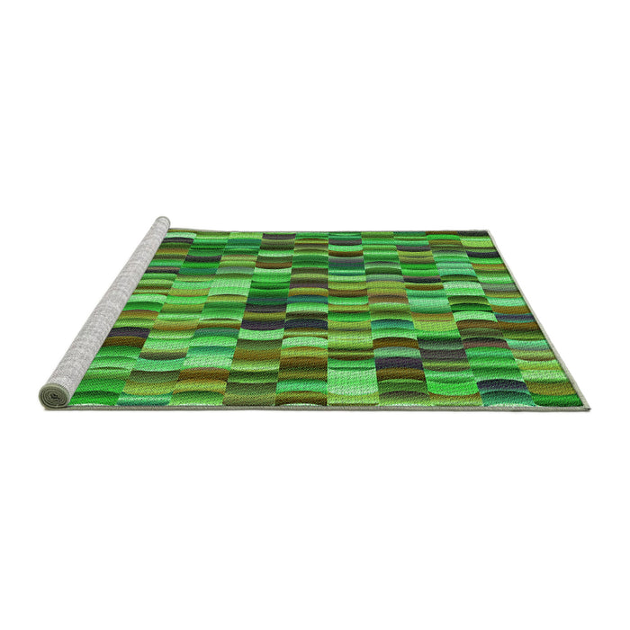 Sideview of Machine Washable Transitional Neon Green Rug, wshpat1746grn