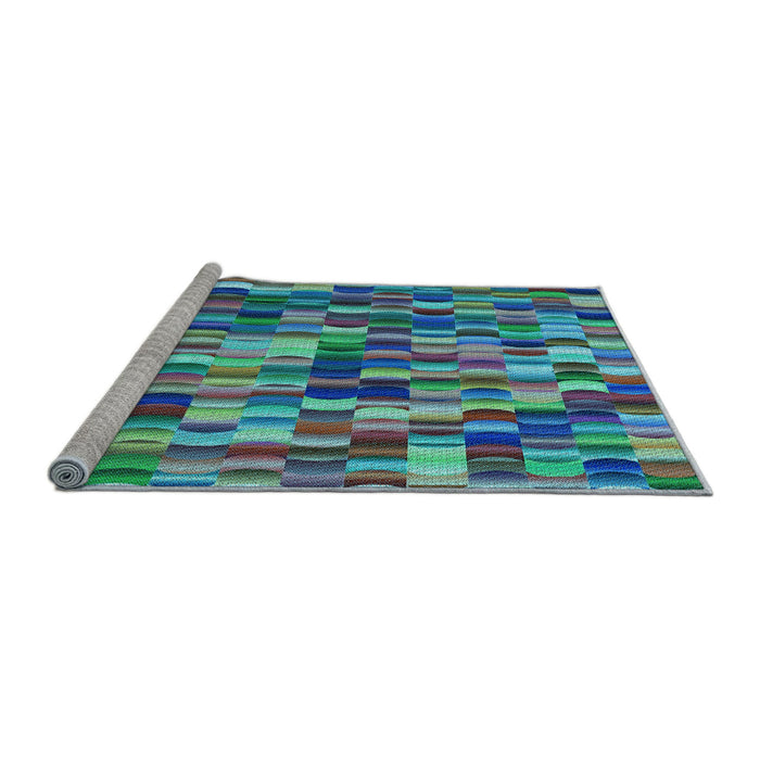 Sideview of Machine Washable Transitional Blue Rug, wshpat1746lblu