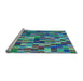 Sideview of Machine Washable Transitional Blue Rug, wshpat1746lblu