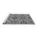 Sideview of Machine Washable Transitional Grey Gray Rug, wshpat1747gry