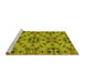 Sideview of Machine Washable Transitional Olive Green Rug, wshpat1747yw