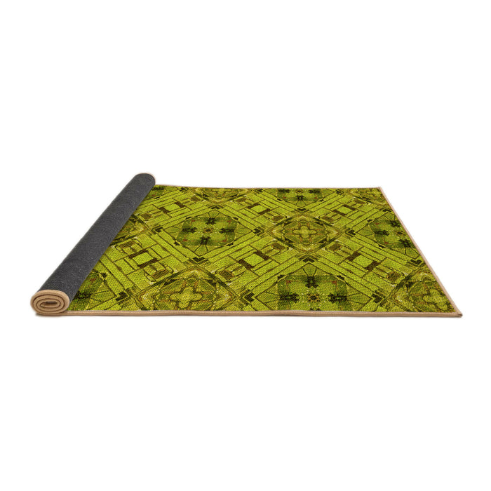 Thickness of Patterned Olive Green Rug, pat1747yw